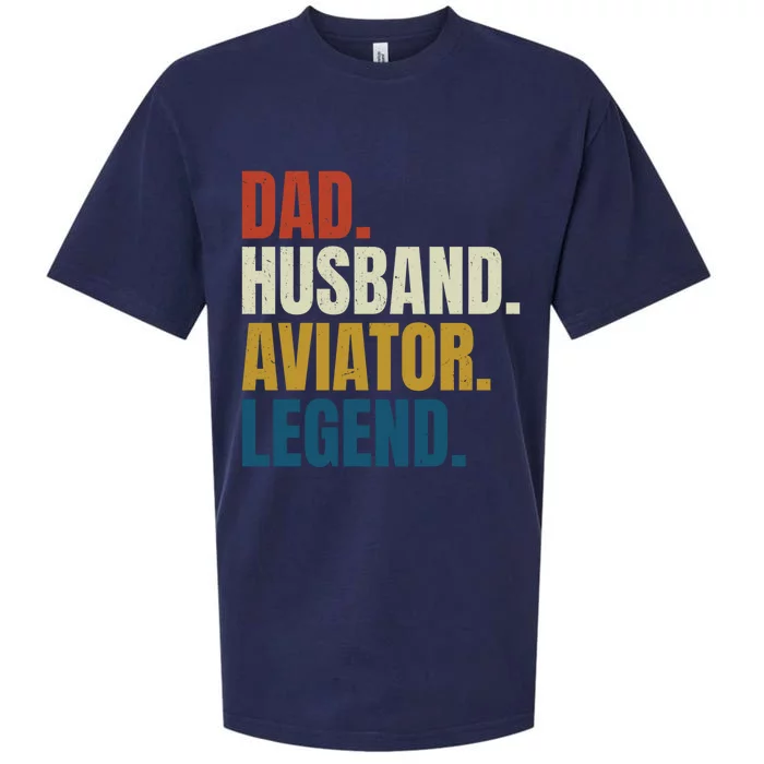 Dad Husband Aviator Legend Retro Fathers Day Airline Pilot Gift Sueded Cloud Jersey T-Shirt