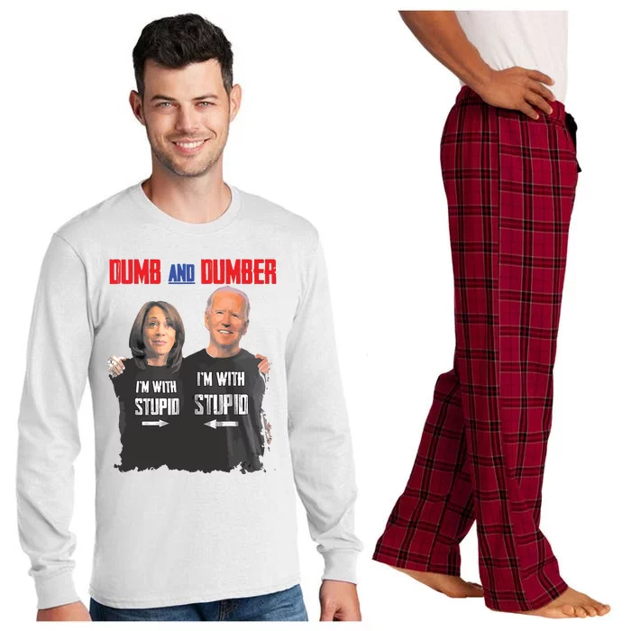 Dumber Haris And Biden Vote For Trump 2024 Long Sleeve Pajama Set