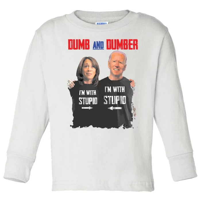 Dumber Haris And Biden Vote For Trump 2024 Toddler Long Sleeve Shirt