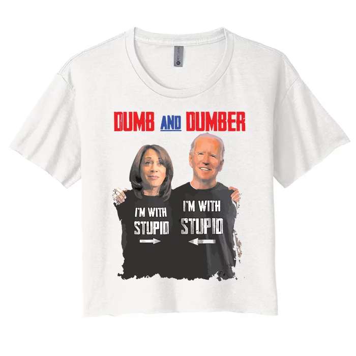 Dumber Haris And Biden Vote For Trump 2024 Women's Crop Top Tee