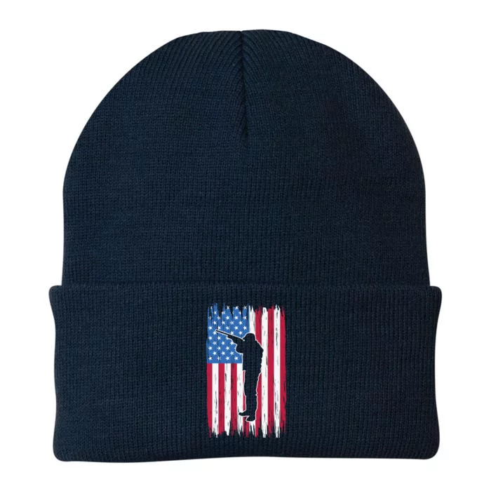 Deer Hunter American Flag Distressed Vintage Gift Knit Cap Winter Beanie