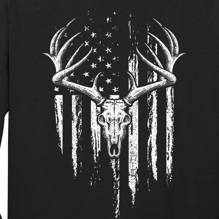 Deer Hunting American Flag Bowhunting Whitetail Bow Hunter Long Sleeve Shirt