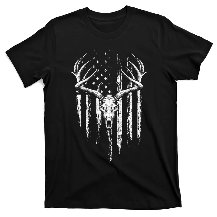 Deer Hunting American Flag Bowhunting Whitetail Bow Hunter T-Shirt