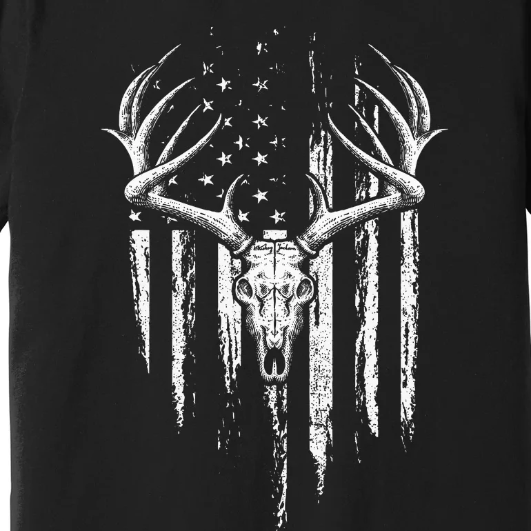 Deer Hunting American Flag Bowhunting Whitetail Bow Hunter Premium T-Shirt