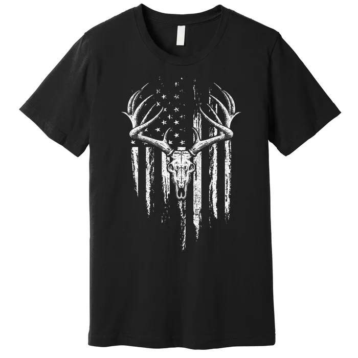 Deer Hunting American Flag Bowhunting Whitetail Bow Hunter Premium T-Shirt