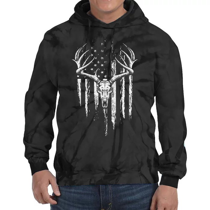 Deer Hunting American Flag Bowhunting Whitetail Bow Hunter Tie Dye Hoodie