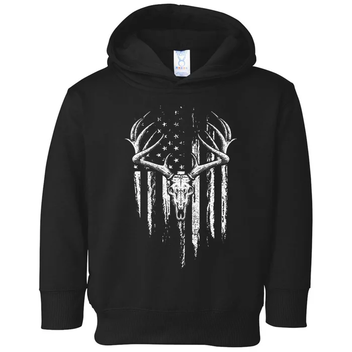 Deer Hunting American Flag Bowhunting Whitetail Bow Hunter Toddler Hoodie