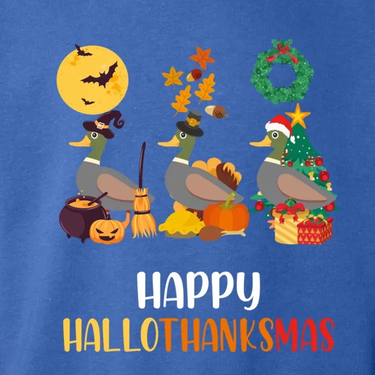 Duck Halloween And Merry Christmas Happy Hallothanksmas Gift Toddler Hoodie