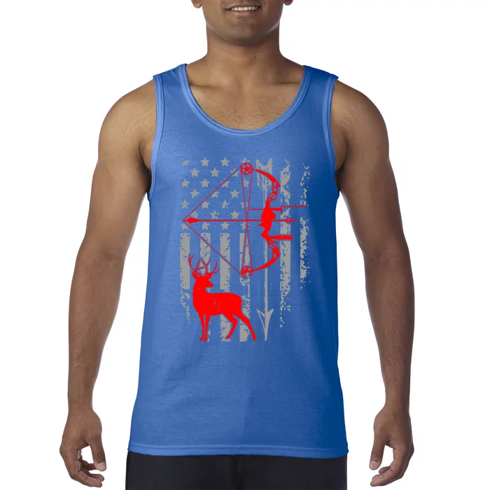 Deer Hunting American Flag Bow Hunting Patriotic Hunters Gift Tank Top