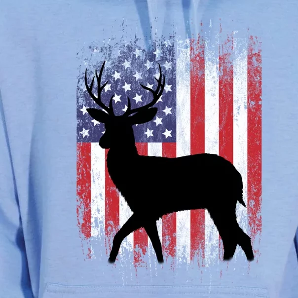 Deer Hunting American Flag Whitetail Buck Gift Unisex Surf Hoodie