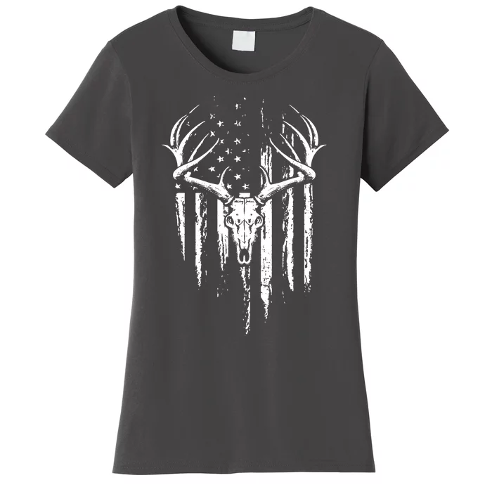 Deer Hunting American Flag Bowhunting Whitetail Bow Hunter Women's T-Shirt