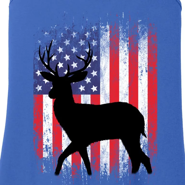 Deer Hunting American Flag Whitetail Buck Meaningful Gift Ladies Essential Tank