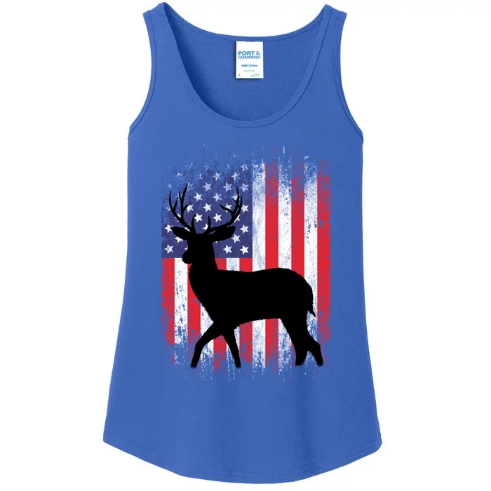 Deer Hunting American Flag Whitetail Buck Meaningful Gift Ladies Essential Tank