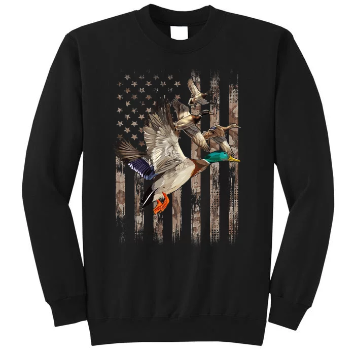 Duck Hunter American Flag Waterfowl Hunting Camouflage Sweatshirt