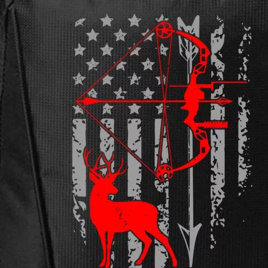 Deer Hunting American Flag Bow Hunting Patriotic Hunters Cool Gift City Backpack