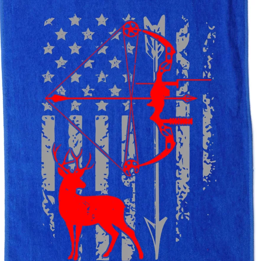 Deer Hunting American Flag Bow Hunting Patriotic Hunters Cool Gift Platinum Collection Golf Towel