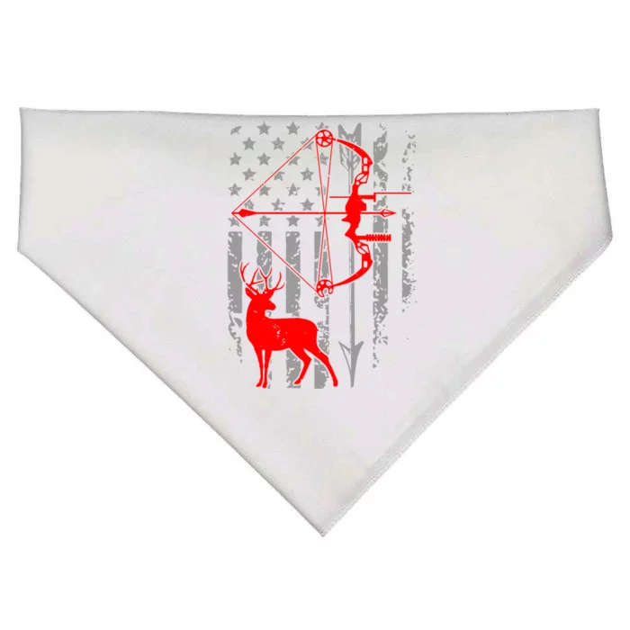 Deer Hunting American Flag Bow Hunting Patriotic Hunters Cool Gift USA-Made Doggie Bandana