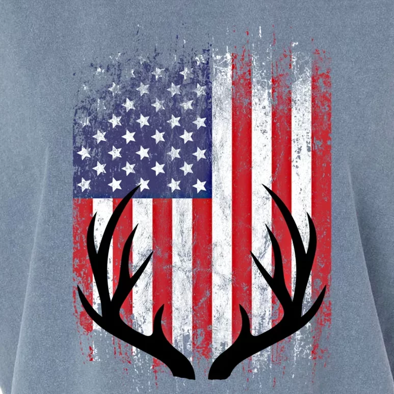 Deer Hunting American Flag Whitetail Buck Antlers Meaningful Gift Garment-Dyed Women's Muscle Tee