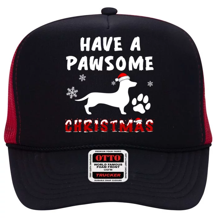 Dachshund Have A Pawsome Christmas Gift High Crown Mesh Trucker Hat