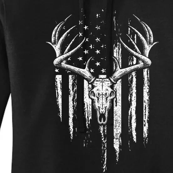 Deer Hunting American Flag Bowhunting Whitetail Bow Hunter Women's Pullover Hoodie