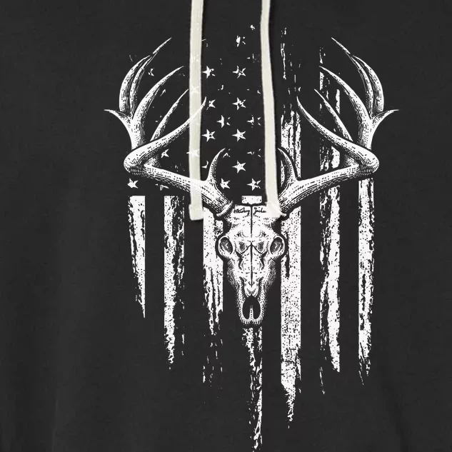 Deer Hunting American Flag Bowhunting Whitetail Bow Hunter Garment-Dyed Fleece Hoodie