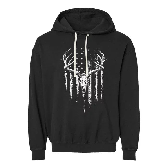 Deer Hunting American Flag Bowhunting Whitetail Bow Hunter Garment-Dyed Fleece Hoodie