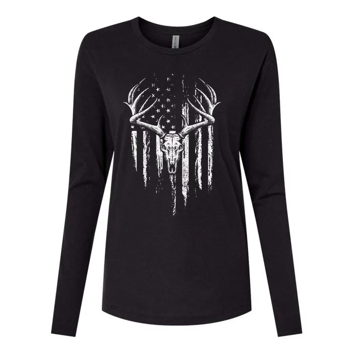 Deer Hunting American Flag Bowhunting Whitetail Bow Hunter Womens Cotton Relaxed Long Sleeve T-Shirt