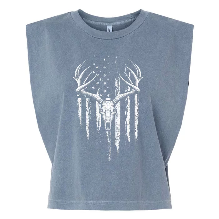 Deer Hunting American Flag Bowhunting Whitetail Bow Hunter Garment-Dyed Women's Muscle Tee