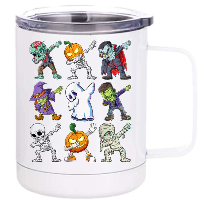 Dabbing Halloween Boy Skeleton Zombie Scary Pumpkin Mummy Front & Back 12oz Stainless Steel Tumbler Cup