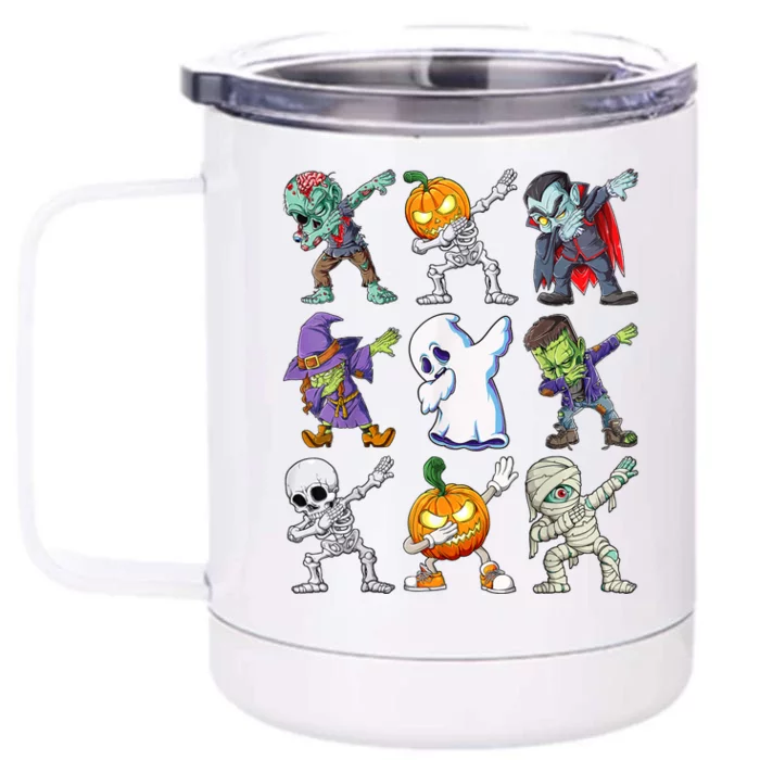 Dabbing Halloween Boy Skeleton Zombie Scary Pumpkin Mummy Front & Back 12oz Stainless Steel Tumbler Cup