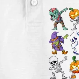 Dabbing Halloween Boy Skeleton Zombie Scary Pumpkin Mummy Dry Zone Grid Performance Polo