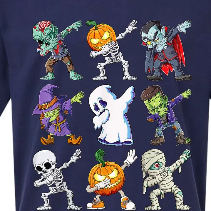 Dabbing Halloween Boys Skeleton Zombie Scary Pumpkin Mummy Sueded Cloud Jersey T-Shirt