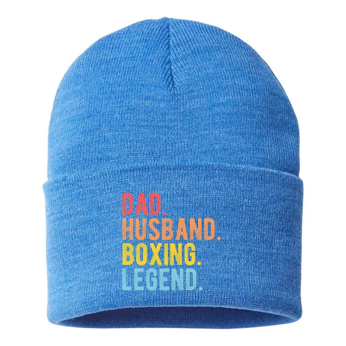 Dad Husband Boxing Legend Combat Sport Retro Boxer Dad Gift Sustainable Knit Beanie