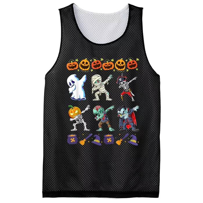 Dabbing Halloween Boys Skeleton Zombie Scary Pumpkin Mummy Mesh Reversible Basketball Jersey Tank