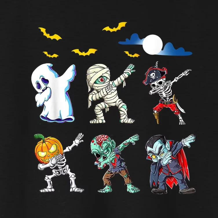 Dabbing Halloween Boys Skeleton Zombie Scary Pumpkin Mummy Women's Crop Top Tee