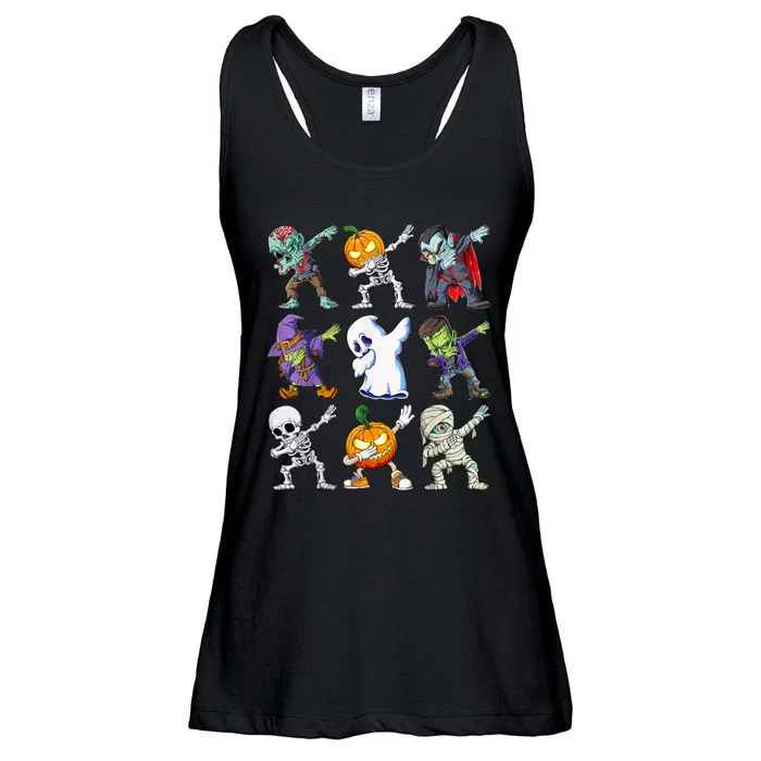 Dabbing Halloween Boy Skeleton Zombie Scary Pumpkin Mummy Ladies Essential Flowy Tank