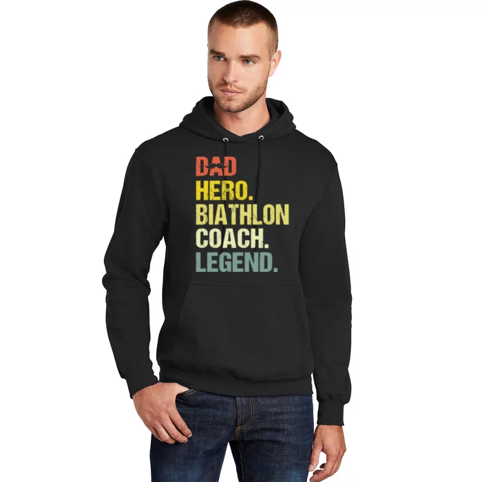 Dad Hero Biathlon Coach Funny Biathlon Coach Humor Premium Hoodie