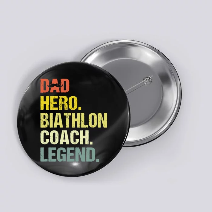 Dad Hero Biathlon Coach Funny Biathlon Coach Humor Premium Button