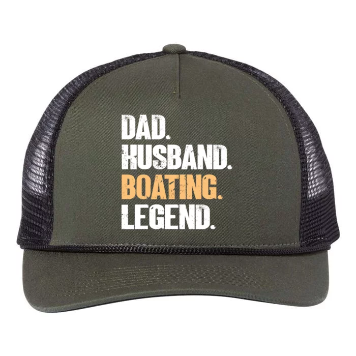 Dad Husband Boating Legend Cute Gift Funny Captain Boating Gift Retro Rope Trucker Hat Cap