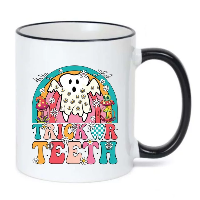 Dentist Halloween Boo Ghost Retro Groovy Trick Or Teeth Gift Black Color Changing Mug