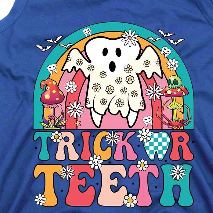 Dentist Halloween Boo Ghost Retro Groovy Trick Or Teeth Gift Tank Top