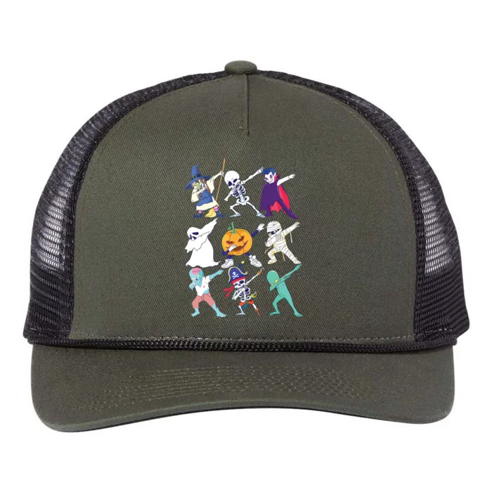 Dabbing Halloween Boy Girl Kids Skeleton Scary Pumpkin Retro Rope Trucker Hat Cap