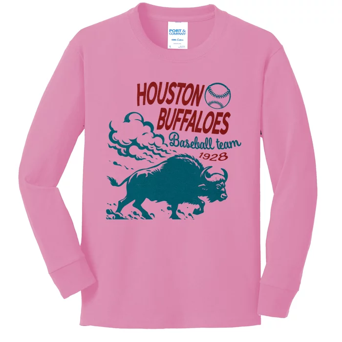 Defunct Houston Buffaloes Baseball Team 1928 Kids Long Sleeve Shirt