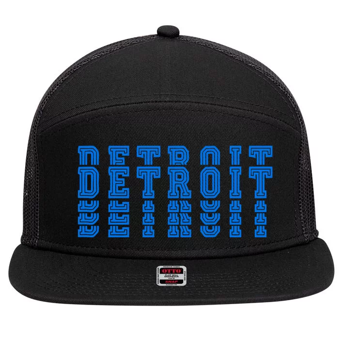 Detroit Honolulu Blue Stacked 7 Panel Mesh Trucker Snapback Hat