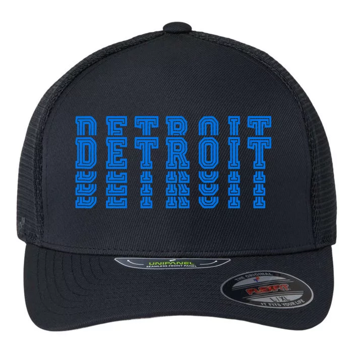 Detroit Honolulu Blue Stacked Flexfit Unipanel Trucker Cap