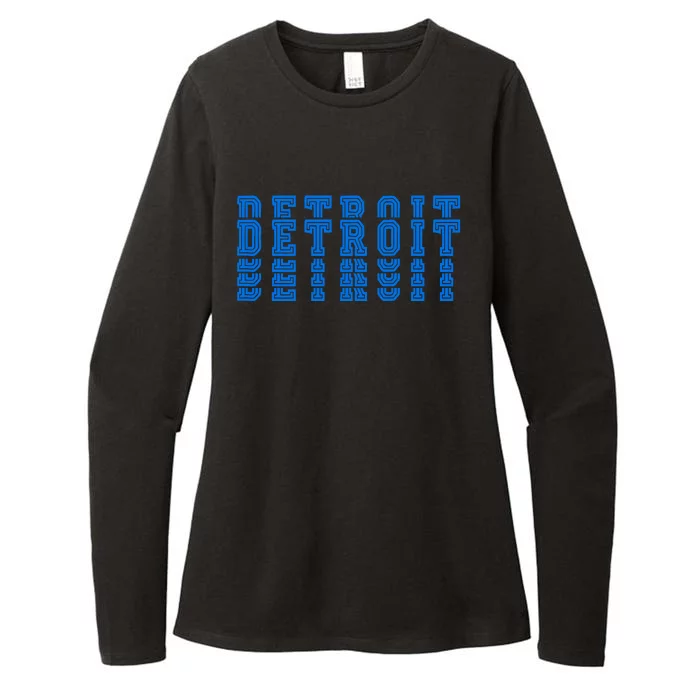 Detroit Honolulu Blue Stacked Womens CVC Long Sleeve Shirt