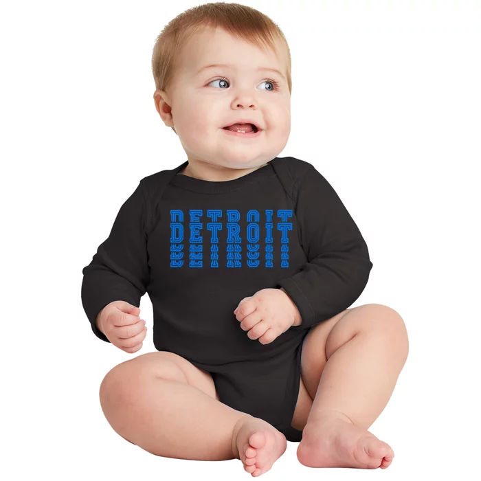 Detroit Honolulu Blue Stacked Baby Long Sleeve Bodysuit