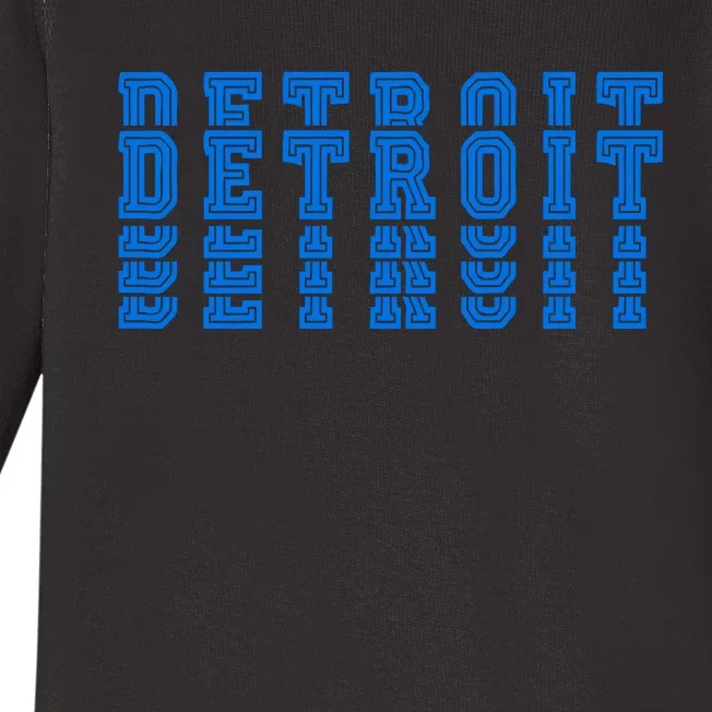 Detroit Honolulu Blue Stacked Baby Long Sleeve Bodysuit