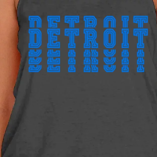 Detroit Honolulu Blue Stacked Women's Knotted Racerback Tank