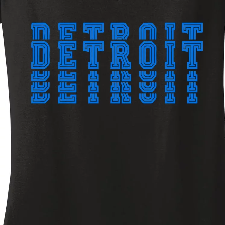 Detroit Honolulu Blue Stacked Women's V-Neck T-Shirt